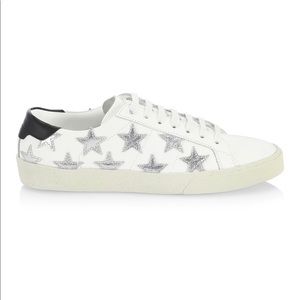 SAINT LAURENT White Star Lace Up Sneakers